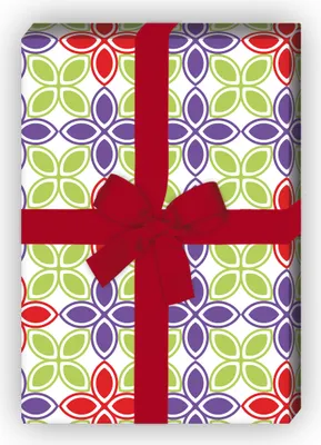 Produktbild von Sommerlich buntes Geschenkpapier mit grafischen Designer Blumen, lila - G8649, 32 x 48cm