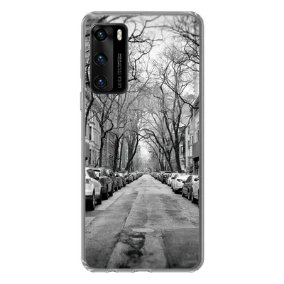 Produktbild von MuchoWow® Handyhülle Schutzhülle Hülle für Huawei P40 Geparkte Autos in New York - schwarz und weiß Silikon Softcase Handy Hülle - Handytasche