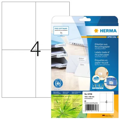 Obrázek produktu pro HERMA 10706, Etikety, 10,5 cm, 14,8 cm, 4 kusů