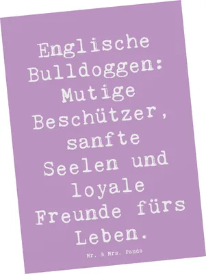 Produktbild von Mr. & Mrs. Panda Postkarte Spruch Englische Bulldogge - Lavendeltraum - Geschenk, Bulldoggenliebe, Hunderassen Charakter, Ansichtskarten, spruchkarte, treue Hunde