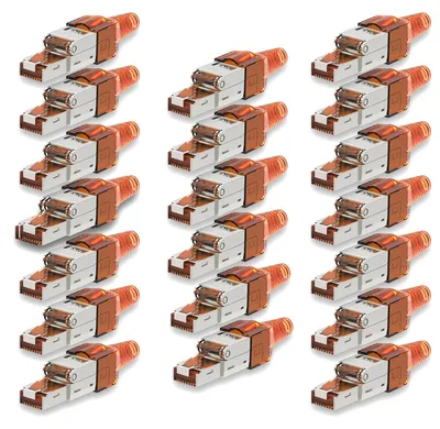 Produktbild von Netzwerkstecker CAT 7 Werkzeuglos 20x RJ45 Netzwerk Stecker geschirmt Metall Neu