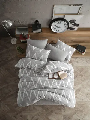 Produktbild von L'Essentiel Linge de Maison, Super-King-Size-Bettbezug-Set (EU) (IT), Olivia - Grey, 65 % BAUMWOLLE / 35 % POLYESTER, Grau, 260 x 220 cm