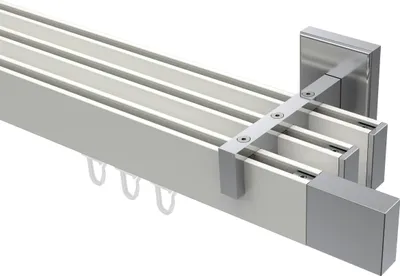 Produktbild von Interdeco Innenlaufstange / Gardinenstange mit Innenlauf Weiß / Chrom, Typ Smartline Lox (Quader), 14x35 mm 3-läufig, 140 cm