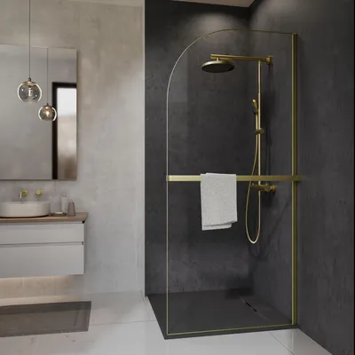 Produktbild von SCHÖNER WOHNEN-Kollektion Walk In YUNA mit Bogen, 90 x 200 cm, Mattgold, Klar hell