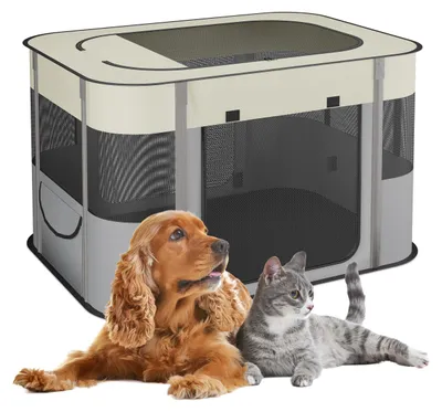 Imagen del producto de Jaula plegable para perros, apta para uso en interiores y exteriores, con bolsa de transporte