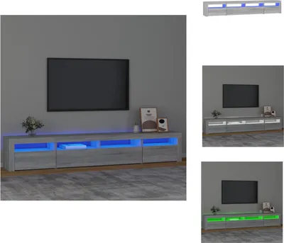 Obrázok produktu pre vidaXL TV skrinka s LED osvetlením Grey Sonoma 240x35x40 cm - TV nábytok
