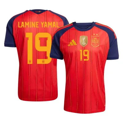 Immagine prodotto di #19 LAMINE YAMAL Maglia da casa a 2 stelle della Spagna per i Mondiali 2026, campionessa del mondo.misurare:L