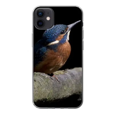 Produktbild von MuchoWow® Handyhülle Schutzhülle Hülle für iPhone 12 mini Eisvogel - Zweig - Federn - Schwarz Silikon Softcase Handy Hülle - Bild