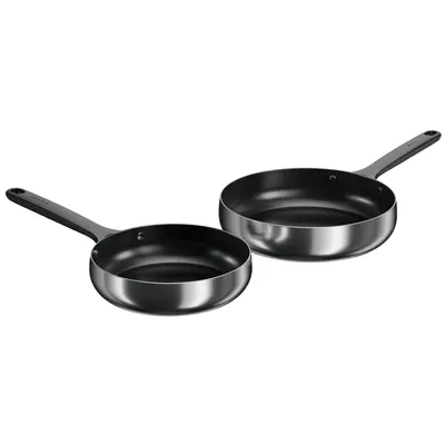 Produktbild von BergHOFF Home Bratpfannenset 2 teilig Edelstahl 20 und 24 cm, Antihaft,  PTFE frei, Smokey Black