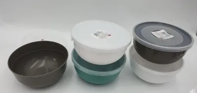 Zdjęcie produktu dla miska plastikowa 0,7 l  z pokrywką   -  5szt.      1401