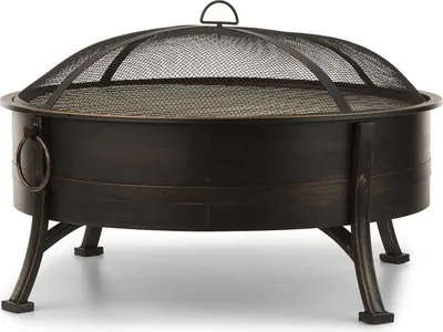 Image de Braséro - Blumfeldt Catania - 2-en-1 Ø 80cm avec grille - Braséro barbecue  - 70cm - Braséro extérieur - Design en acier bruni