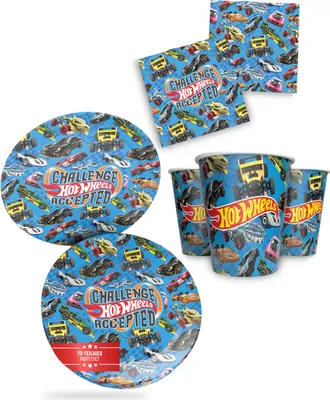 Produktbild von Hot Wheels 72-tlg. Party Set – Geburtstag Deko mit Bechern Tellern Servietten