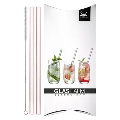Obrázek produktu pro Eisch sada 2 skleněných brček Gentleman Rosé, s kartáčkem, skleněná brčka, sklo, Rosé, 20 cm, 86599813