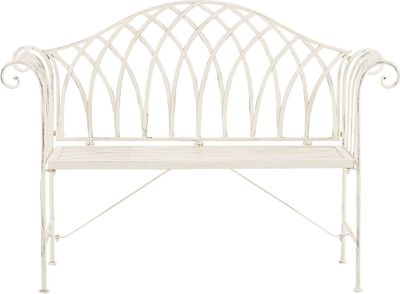 BELIANI Zahradní lavička kovová bílá šířka 130 cm pro terasu pro zahradu pro balkon