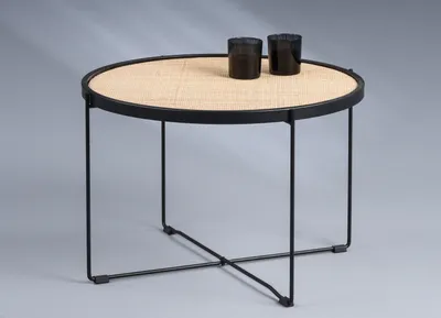 Produktbild von Couchtisch Liam - Metall mit Rattangeflecht - H=40cm, D=58cm