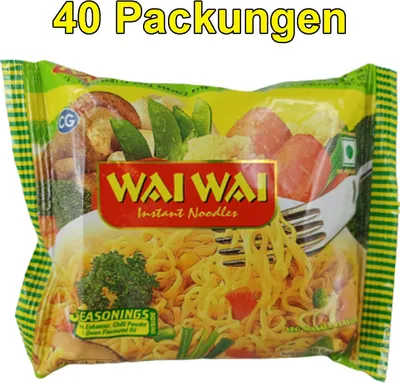 Produktbild von Wai Wai Masala Gemüse 40er Pack (40 x 75g) instant Nudeln asiatisches Nudelgericht
