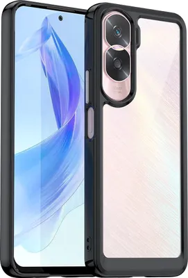 Produktbild von Schutzhülle für Honor 90 Lite Klar Rückseite Stoßfeste TPU Silikon Bumper Hülle Schwarz