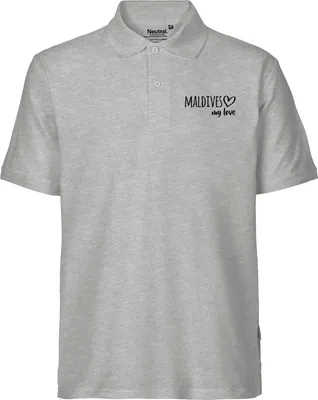Produktbild von Huuraa Herren Polo Shirt Maldives my love M Sport Grey Bio Baumwolle Fairtrade Poloshirt Geschenkidee