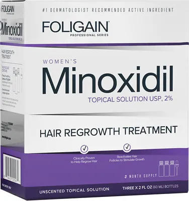 Produktbild von Haarwuchsmittel, Foligain, Minoxidil 2%, inkl. Pipette, 3x 60ml