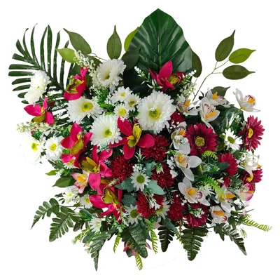 Kunstblumenarrangement, fuchsia/weiß, 64x90x30 cm