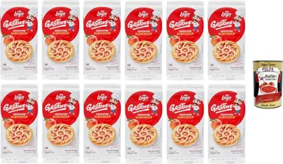 Produktbild von Lago Gastone Crostatina all'Albicocca,Aprikosentarte, 12x 240g Packung, Jede Packung enthält 6 Snacks à 40g + Italian Gourmet polpa 400g