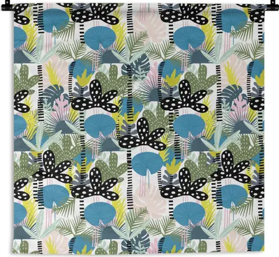 Produktbild von MuchoWow® Wandteppich Wandbehang Dschungel - Pflanzen - Abstrakt 150x150 cm Tapisserie Dekoration Wandtuch - Wohnaccessoires - Modernes
