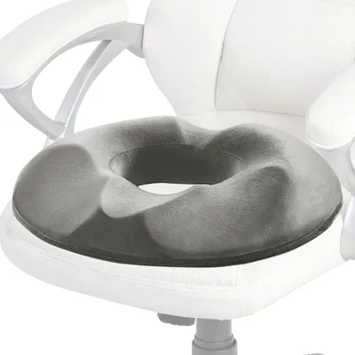 Produktbild von Orthopädisches, ringförmiges Sitzkissen, Steißbeinstützkissen, Oberschenkelstütze mit Neigungsverstellung, Sitzring aus Memory-Schaum, ergonomisches Steißbeinkissen für Bürostühle und Rollstühle, grau