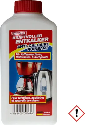 Produktbild von REINEX Kraftvoller Entkalker, für Kaffeemaschine, Heißwasser- und Kochgeräte, frei von Mikroplastik, 250 ml
