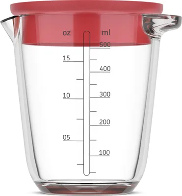 Produktbild von Mepal - Glas Messbecher mit Deckel Chef it - Leicht ablesbare. eingravierte Skala - Mikrowellen- & Backofengeeignet (ohne Deckel) - Hochwertiges Glas - Spülmaschinengeeignet - 500 ml - Coral