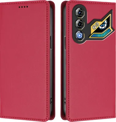 Produktbild von Handyhülle für ZTE nubia Neo 3 GT, Kunstleder Klapphülle Stoßfeste Magnetische Hülle mit Ständer Rot