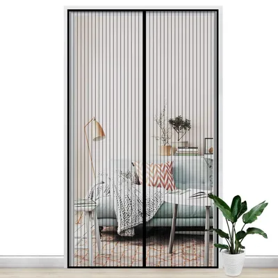 Obrázek produktu pro Magnetická síťka do dveří, rozměry 120x220 cm, černá barva. Ochrana proti hmyzu bez nutnosti vrtání