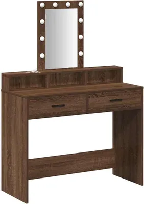 Zdjęcie produktu dla vidaXL Toaletka ze schowkiem Brązowa 100 x 41 x 140 cm Materiał drewnopochodny