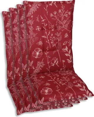 Produktbild von GO-DE Textil, Sesselauflage Hochlehner, 4er Set, Farbe: rot, Maße: 120 cm x 50 cm x 6 cm, Rueckenhoehe: 70 cm