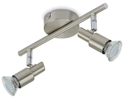 Zdjęcie produktu dla Reflektor sufitowy LED obrotowy i odchylany 2xGU10 6W nikiel matowy Briloner