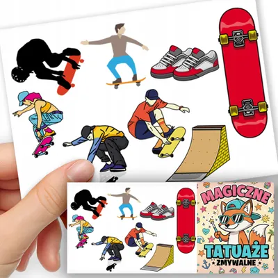 Image de TATOUAGES EPHEMERES POUR ENFANTS - Skateboard Sport SKATE - 8 pcs
