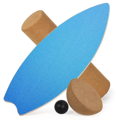 Imagen del producto de Tabla de equilibrio de madera con rodillo, media esfera y pelota de equilibrio, para adultos, para entrenamiento del equilibrio