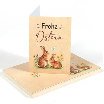 25 Mini-Paaskarten Kraftpapier A7 Ostergruß Geschenkanhänger