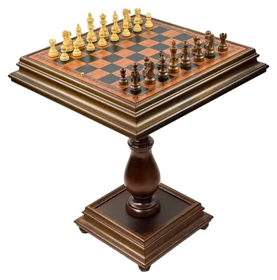 Produktbild von Exklusiver Italfama Schachtisch (66 cm) + Classico Premium Schachfiguren + Dame-Spiel