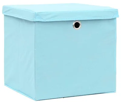 Obrázek produktu pro vidaXL Úložné boxy s víkem 10ks. Dětská modrá 32x32x32cm látka