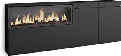 Produktbild von Sideboard, Highboard, 208x35x75cm, 4 Türen, Elektrokamin XXL, Schwarz