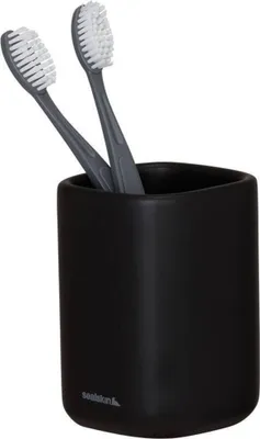 Produktbild von Sealskin Mind Zahnputzbecher, Zahnbürstenhalter aus Zement, Farbe Schwarz, B x H x T 75 x 111 x 75 mm