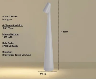 Produktbild von LED-Tischleuchte, kompakt und elegant, 35cm, mattgrau