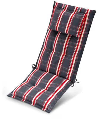 Produktbild von Beautissu Premium Hochlehnerauflage 120x50x7cm, Grau-Rot-Kariert