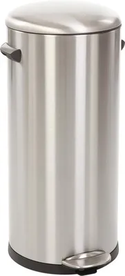 Produktbild von EKO Belle Deluxe Tret-Abfallsammler 30 Liter - Mülleimer mit herausnehmbarem Papierkorb - Fingerabdruck-sicher - Soft-close - H66xL38xB33 cm - Matt Silver