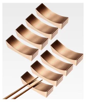 Produktbild von 8 Stück Stäbchenablage aus 304 Edelstahl in gebogener Form für Arbeitsplatte zum Halten von Stäbchen, Löffeln, Gabeln und Messern in Roségold