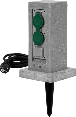 Produktbild von Grafner Gartensteckdose Smart WLAN WIFI, Steinoptik, 4 Steckdosen, Dämmerungssensor, Alexa Google IOS Tuya, 3680 Watt, Energiesäule Mehrfachsteckdose Außen Outdoor Außensteckdose 4-Fach Granit Felsen