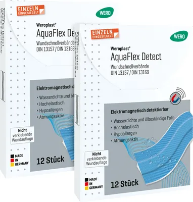Produktbild von Weroplast AquaFlex Detect Wundschnellverbände DIN 13169 2 x 12 Stk/Pkg