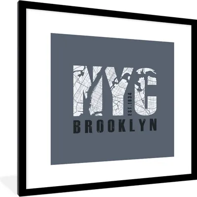 Produktbild von MuchoWow® MuchoWow® Gerahmtes Poster New York - Blau - NYC 40x40 cm - Poster mit zchwarzem Bilderrahmen - Poster - Plakat im Rahmen