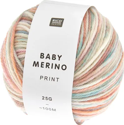 Produktbild von Rico Design Baby Merino Print Babywolle, 25g, 100m, Nadel 4.0, 100% Schurwolle