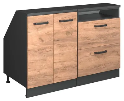 Zdjęcie produktu dla Zestaw szafek na dach skośny Vicco Rion Złoty dąb energetyczny 120 cm Zestaw 2 korpusów szafy głębokość 60 cm, Model 60094